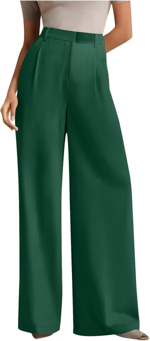 2025 Wide Leg Pants for Women High Waist Loose Casual Trousers Business Work Casual Pants with Pockets