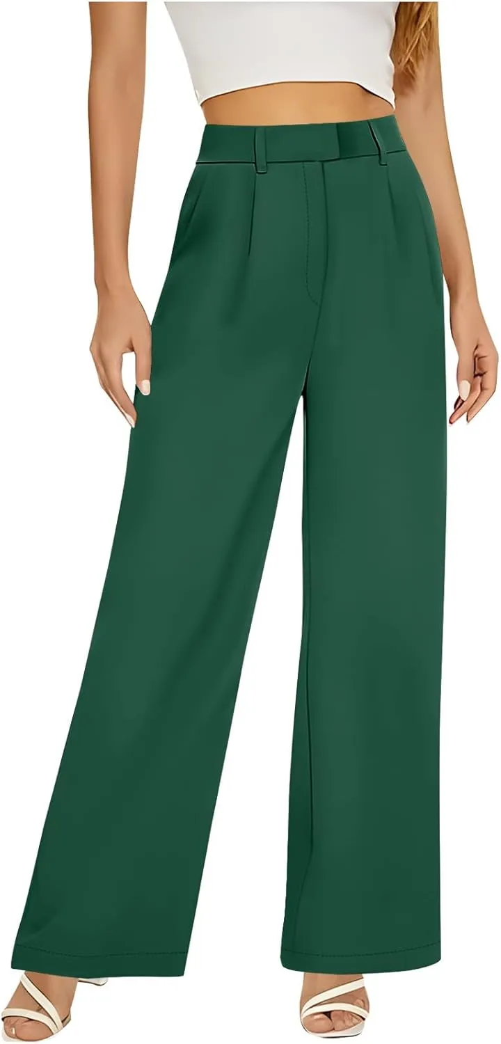 2025 Wide Leg Pants for Women High Waist Loose Casual Trousers Business Work Casual Pants with Pockets