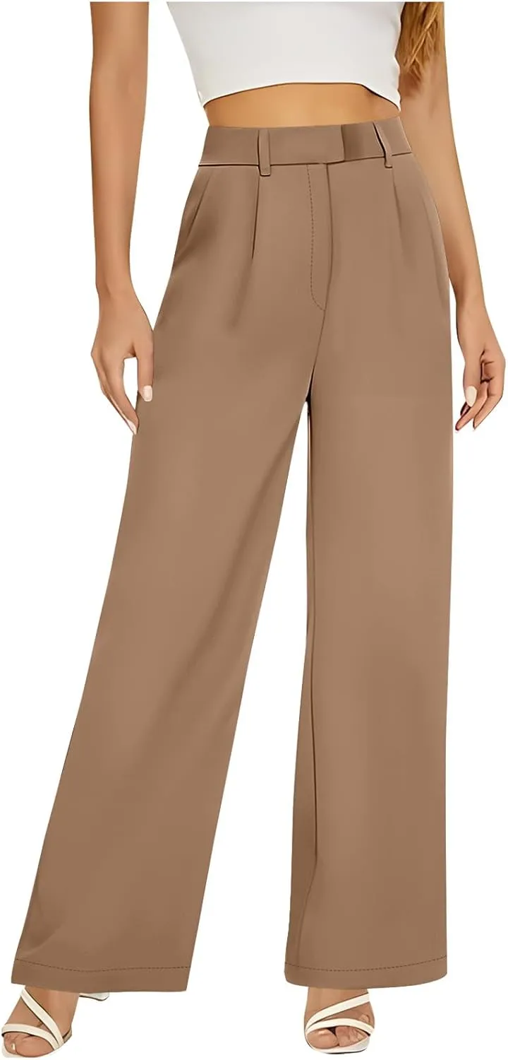 2025 Wide Leg Pants for Women High Waist Loose Casual Trousers Business Work Casual Pants with Pockets