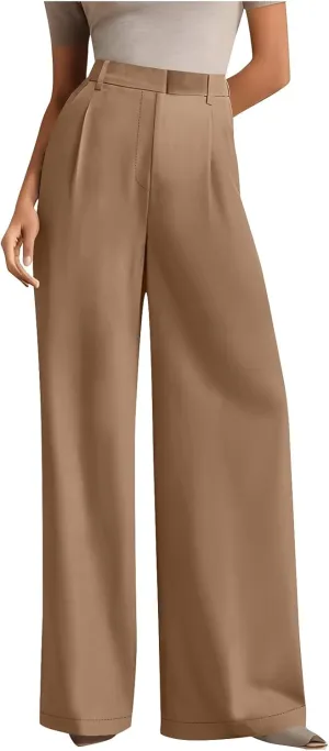 2025 Wide Leg Pants for Women High Waist Loose Casual Trousers Business Work Casual Pants with Pockets