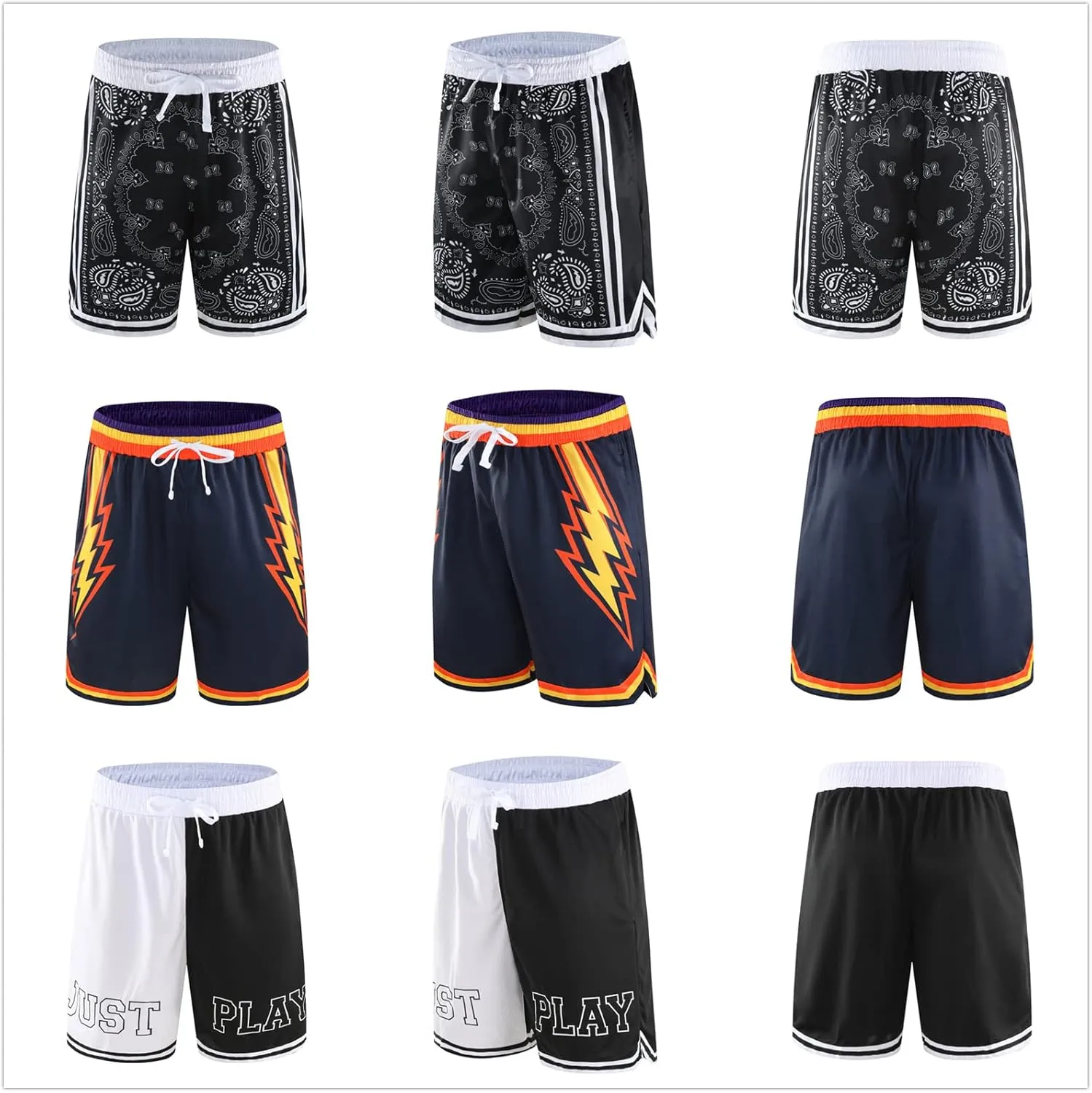2/3 Pack Basketball Shorts with Zipper Pockets for Men,Active Athletic Shorts