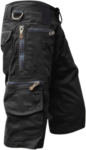 3/4 Outdoor Hiking Long Shorts for Men Zipper Pocket Casual Cargo Capris Pants Below Knee Casual Tactical Work Shorts