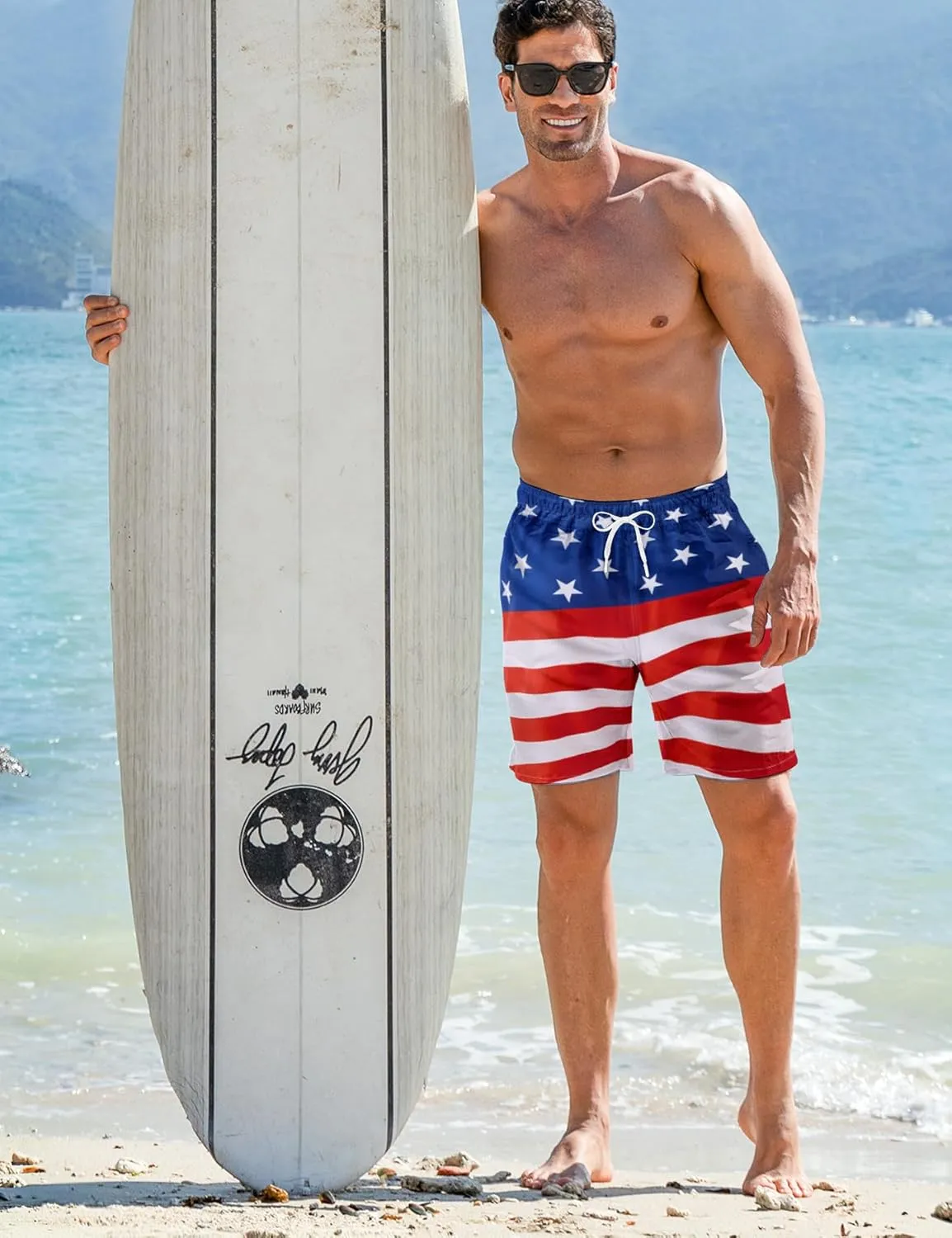 ALISISTER Mens Swim Trunks with Compression Liner Bathing Suit Summer Swimming Shorts