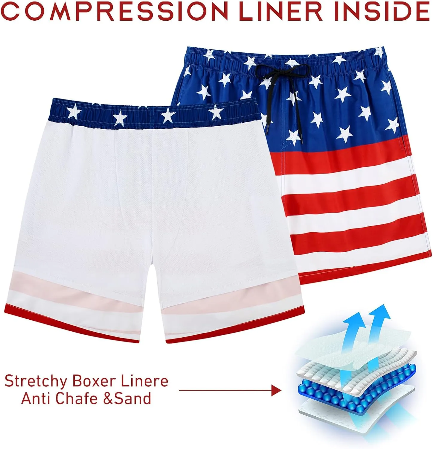 ALISISTER Mens Swim Trunks with Compression Liner Bathing Suit Summer Swimming Shorts