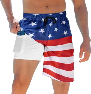 ALISISTER Mens Swim Trunks with Compression Liner Bathing Suit Summer Swimming Shorts
