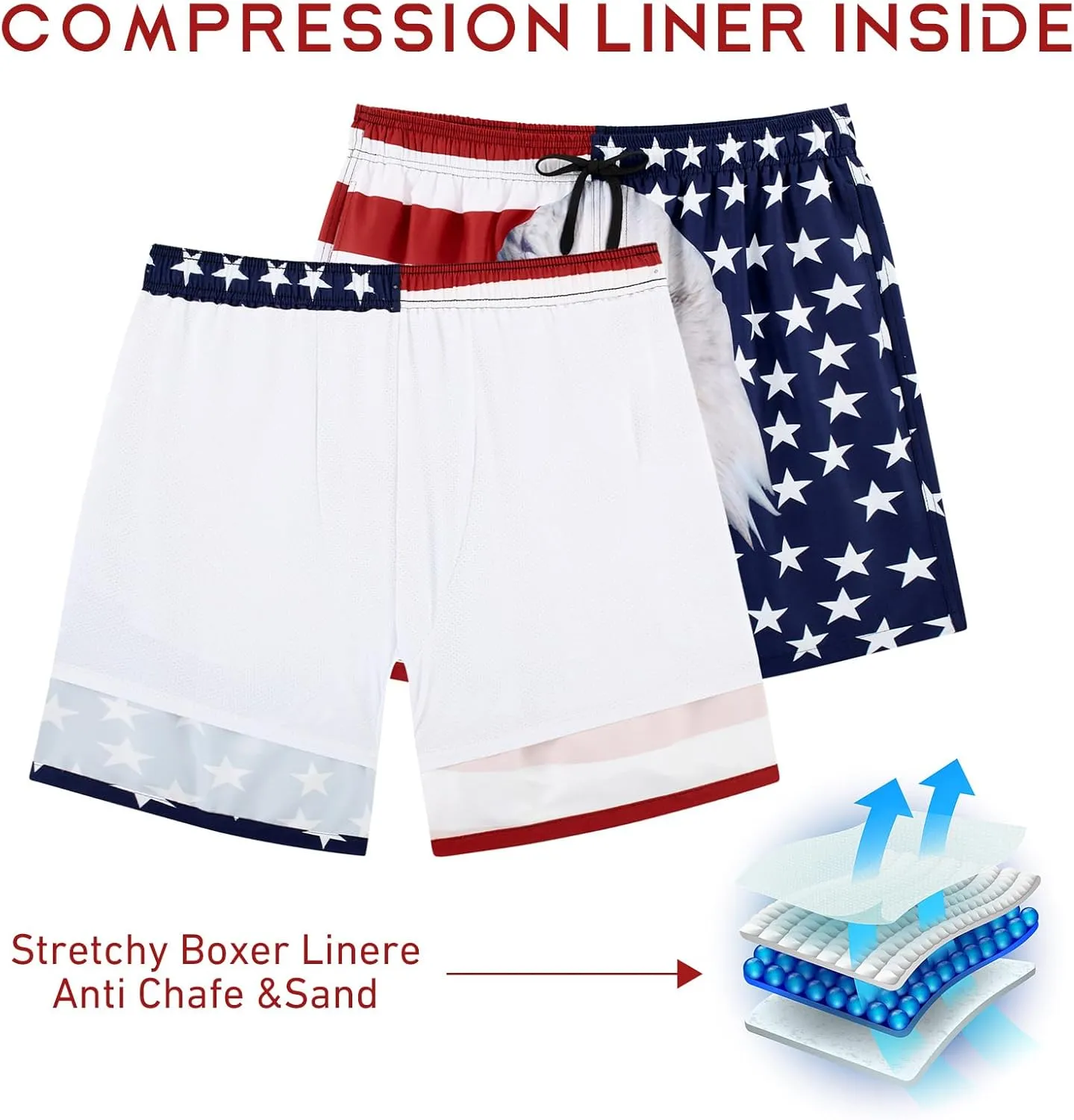 ALISISTER Mens Swim Trunks with Compression Liner Bathing Suit Summer Swimming Shorts