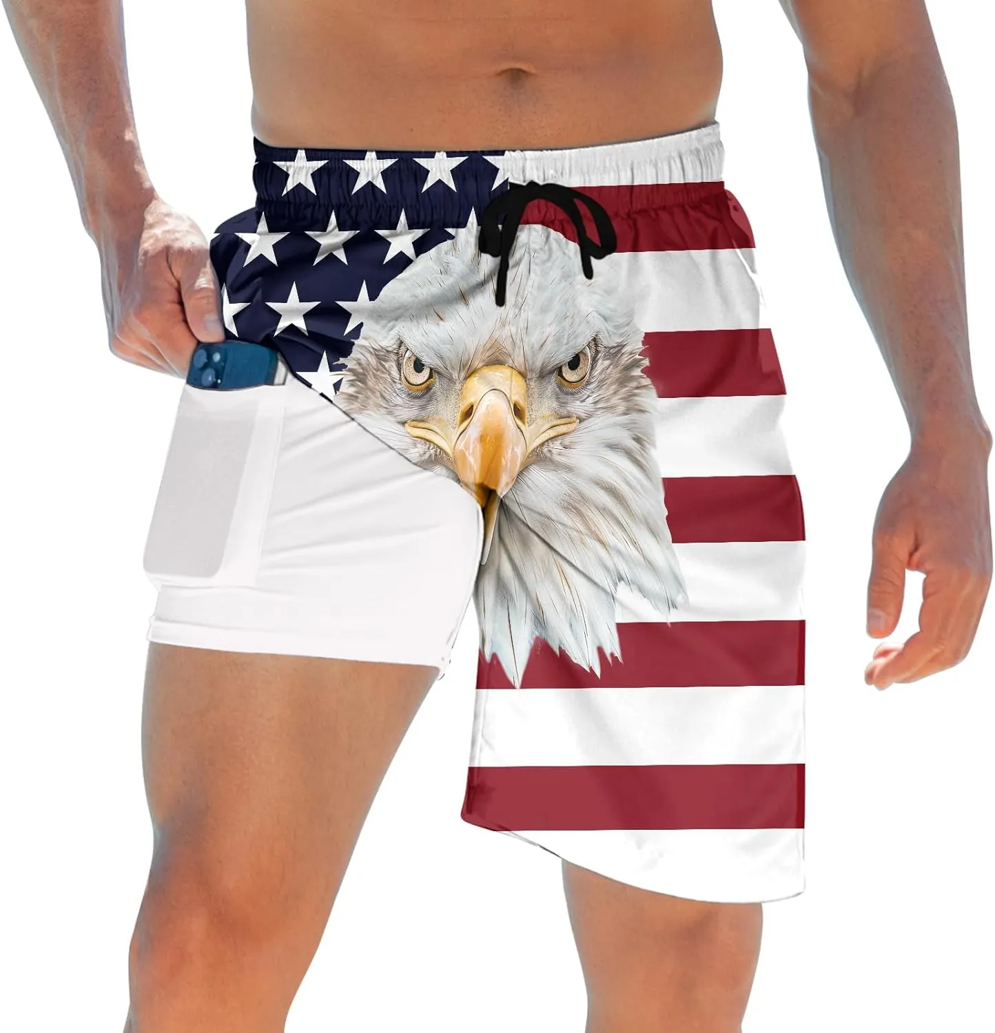 ALISISTER Mens Swim Trunks with Compression Liner Bathing Suit Summer Swimming Shorts