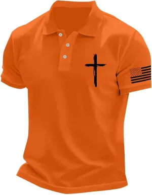 American Flag Shirts for Men USA 4th of July Indepednece Day Polo T-Shirt Summer Athletic Workout Patriotic Tee Tops