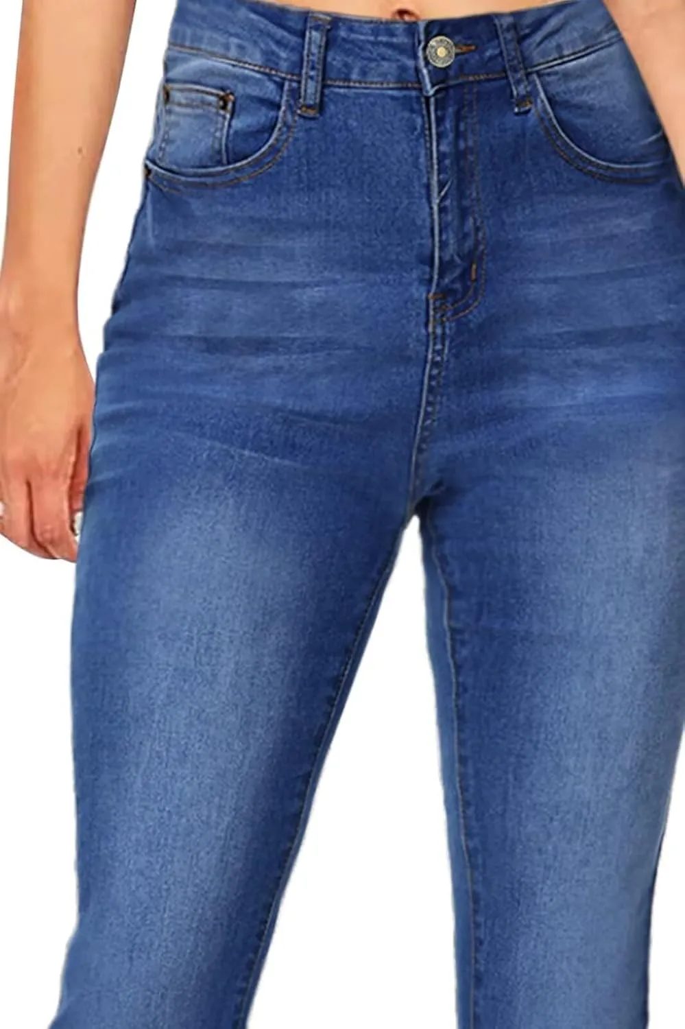 AMRSPENG Women's Black Bell Bottom Jeans: High Waist Flare Bootcut Stretch Slimming Jeans for Women