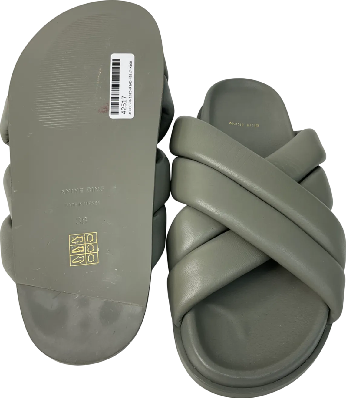 Anine Bing Green Lizzie Leather Sandals UK 5 EU 38 👠