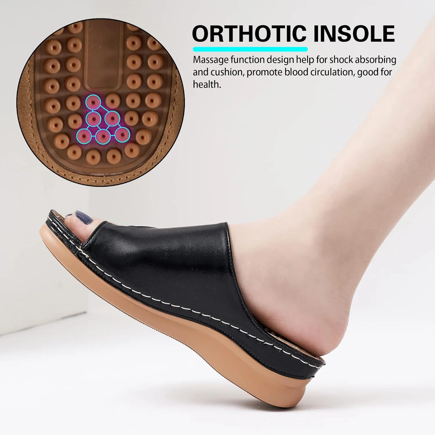 Aomigoct Sandals for Women Wedge Shoes: Comfortable Orthopedic Sandals Womens Dressy Summer Flip Flops Casual Walking Wedges