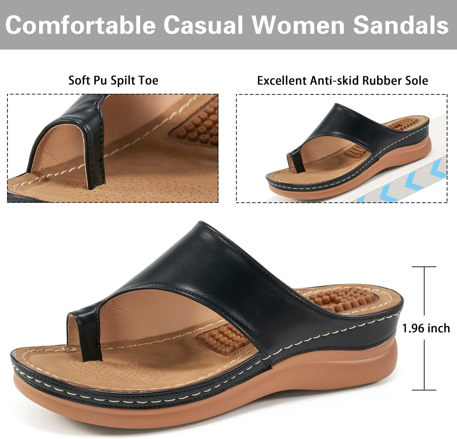 Aomigoct Sandals for Women Wedge Shoes: Comfortable Orthopedic Sandals Womens Dressy Summer Flip Flops Casual Walking Wedges