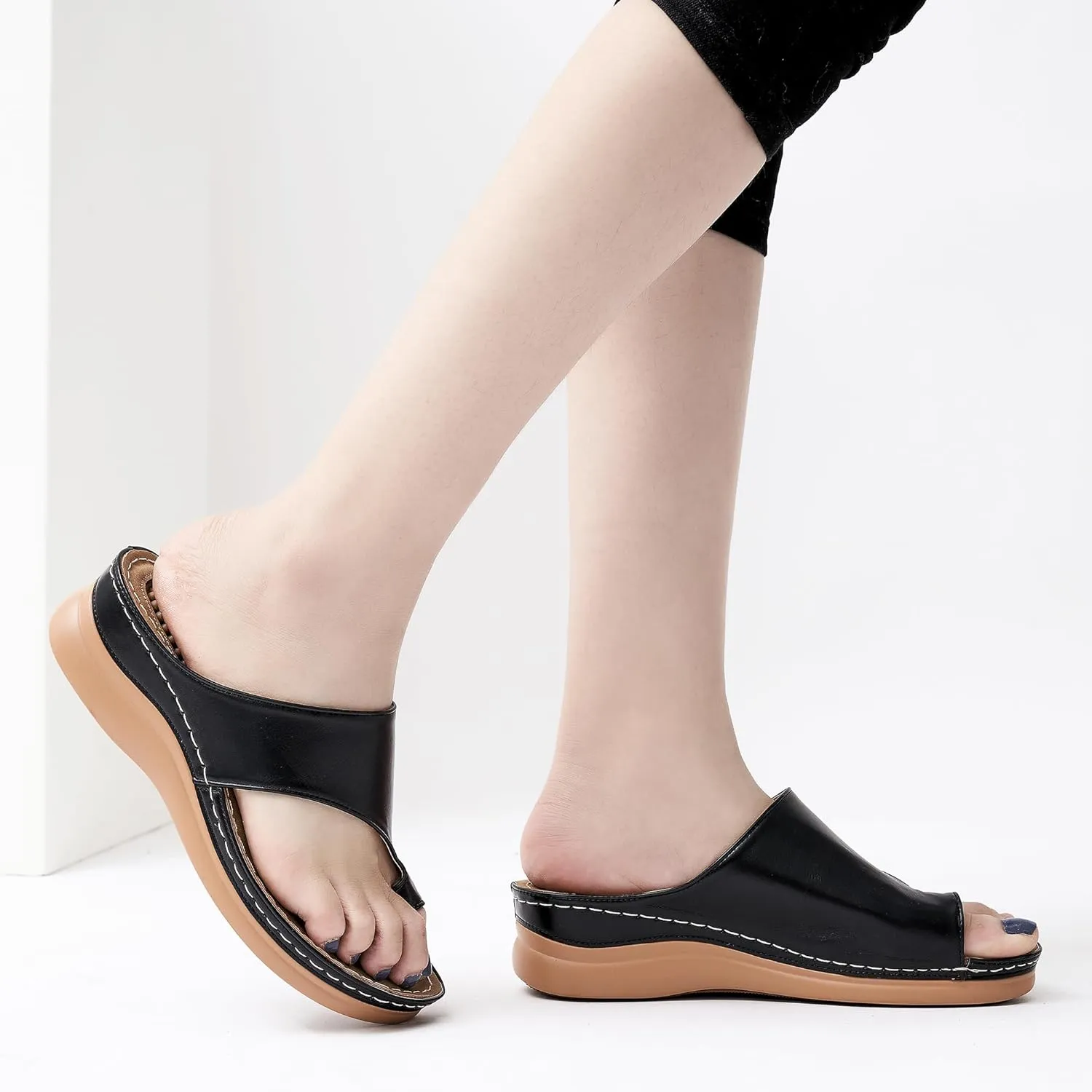 Aomigoct Sandals for Women Wedge Shoes: Comfortable Orthopedic Sandals Womens Dressy Summer Flip Flops Casual Walking Wedges
