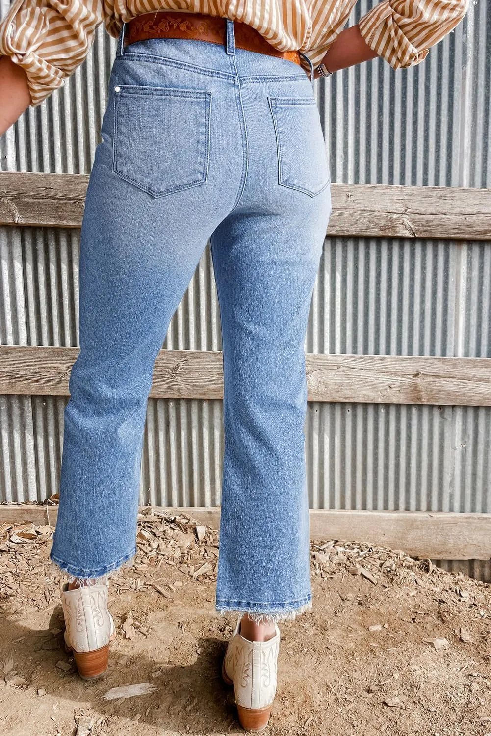 Apvirdy Women's Mineral Wash Raw Hem High Waist Flared Jeans Stretchy Wide Leg Loose Trendy Frayed Edge Cropped Jeans