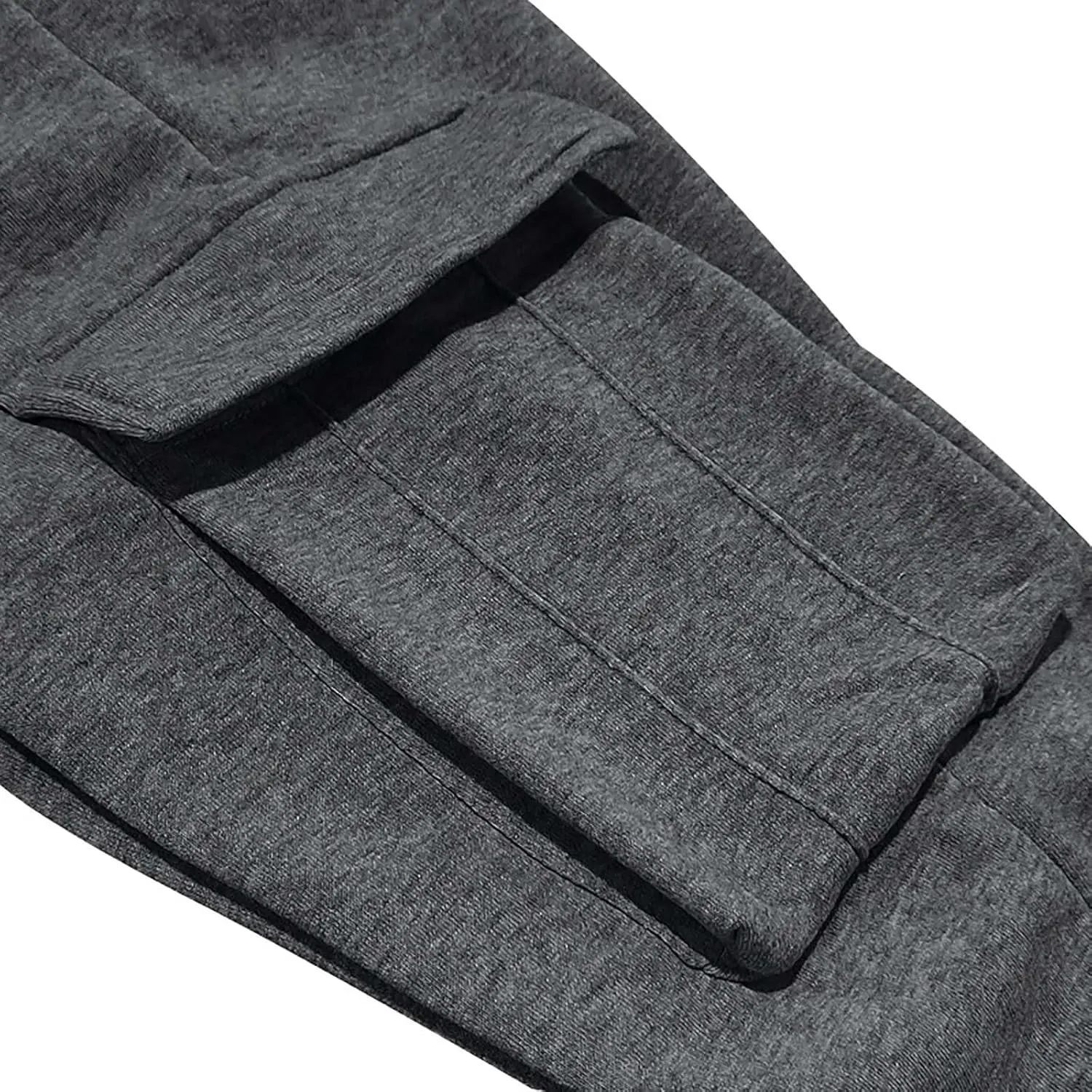 Baggy Cargo Sweatpants for Men Drawstring Waist Fleece Lined Joggers with Pockets Soft Athletic Workout Track Pants