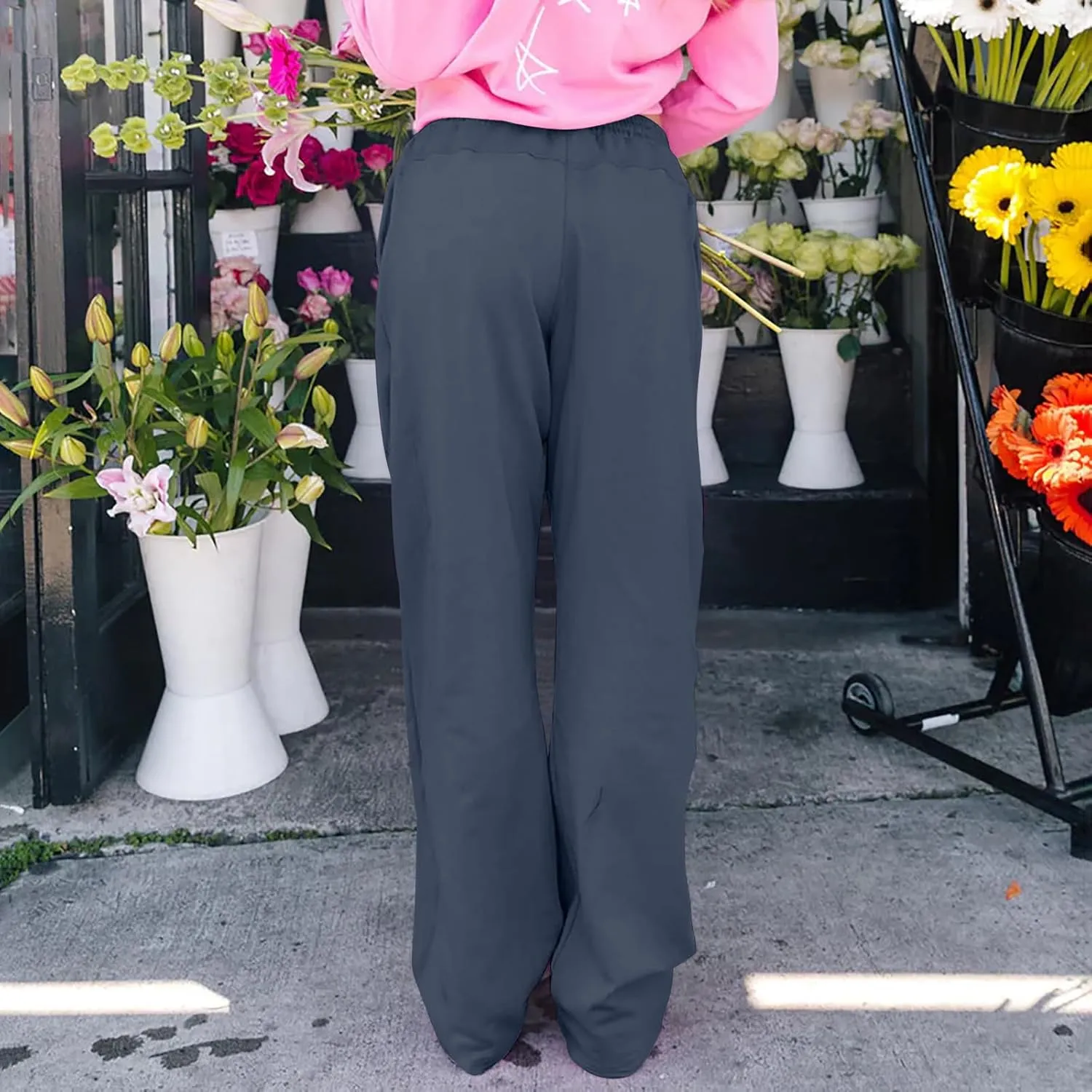 Baggy Wide Leg Sweatpants for Women Drawstring Low Rise Jogger Pants Comfy Soft Athletic Yoga Pants with Pockets