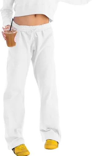 Baggy Wide Leg Sweatpants for Women Drawstring Low Rise Jogger Pants Comfy Soft Athletic Yoga Pants with Pockets