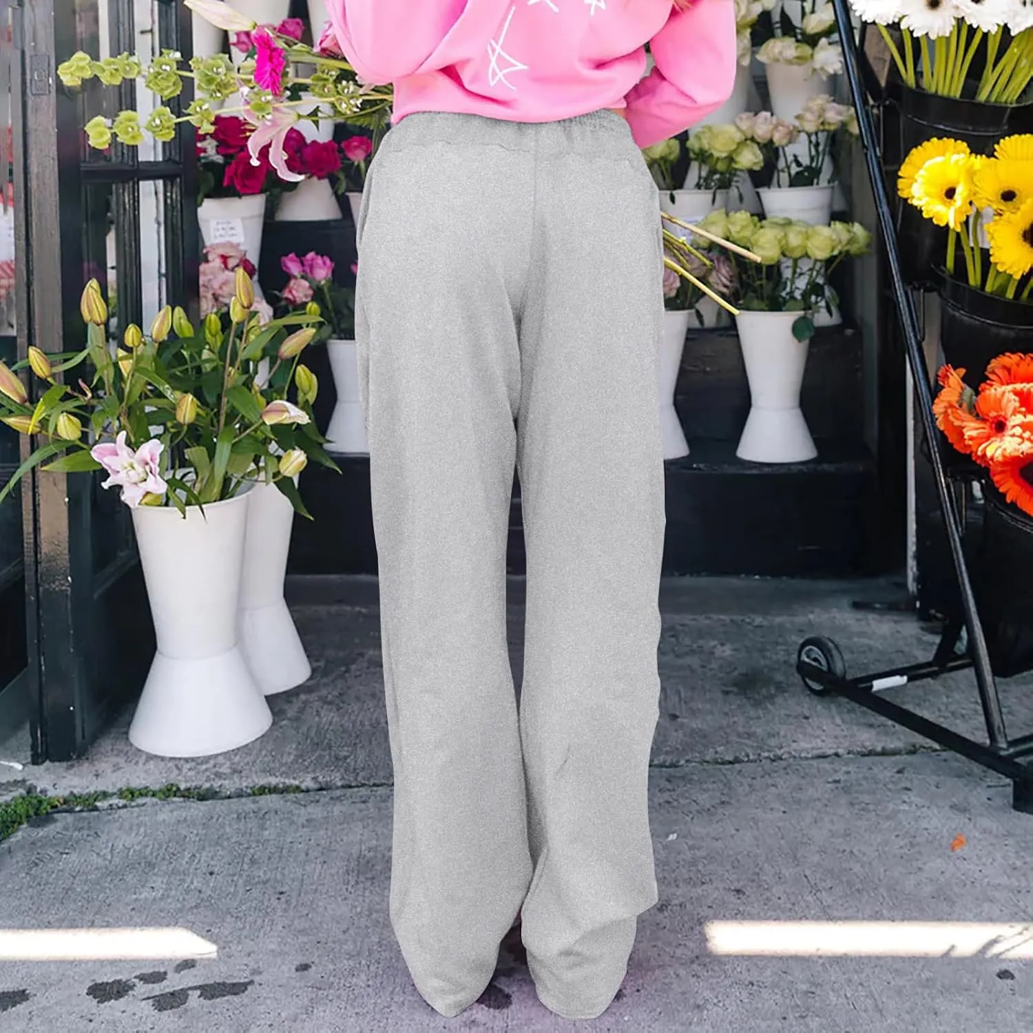 Baggy Wide Leg Sweatpants for Women Drawstring Low Rise Jogger Pants Comfy Soft Athletic Yoga Pants with Pockets