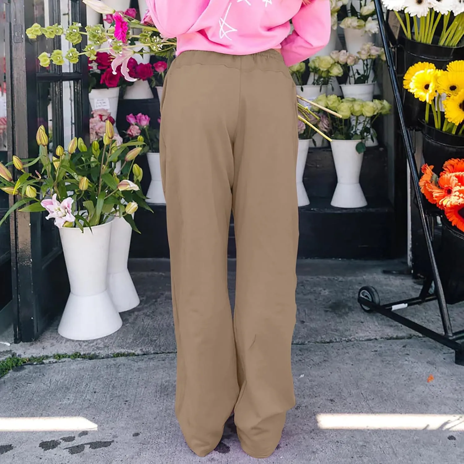 Baggy Wide Leg Sweatpants for Women Drawstring Low Rise Jogger Pants Comfy Soft Athletic Yoga Pants with Pockets