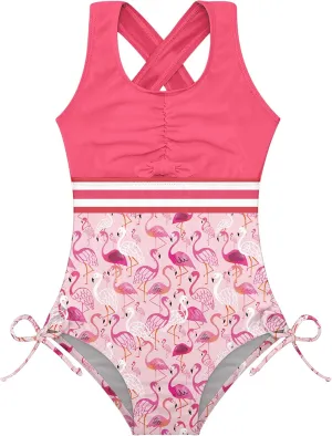 BFUSTYLE Girls One Piece Swimsuit Cute Striped Bathing Suit Hawaii Swimwear 4-13 Years