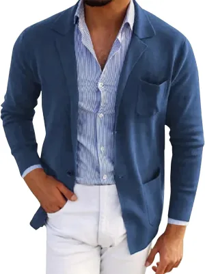 Blazer for Men Casual Summer Slim Fit Business Button Down Lightweight Coats Interview Wedding Collared Formal Suits