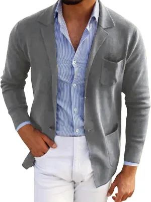 Blazer for Men Casual Summer Slim Fit Business Button Down Lightweight Coats Interview Wedding Collared Formal Suits