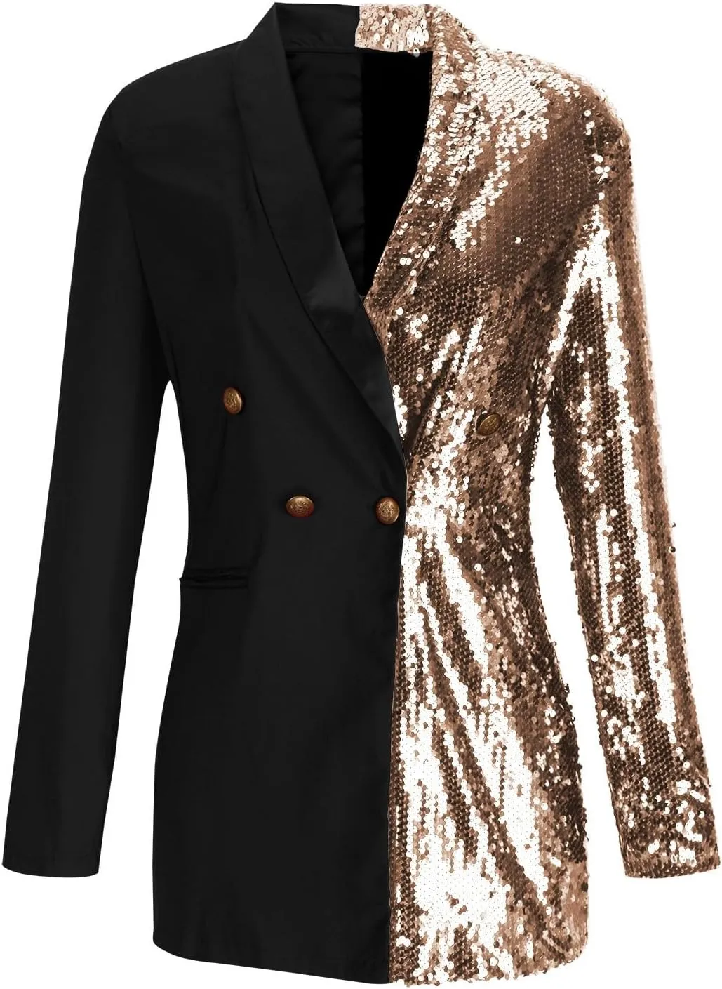 Blazer Jackets for Women Fashion Color Block Suit Collar Coats Long Sleeve Double Breasted Bodycon Blazer Dress