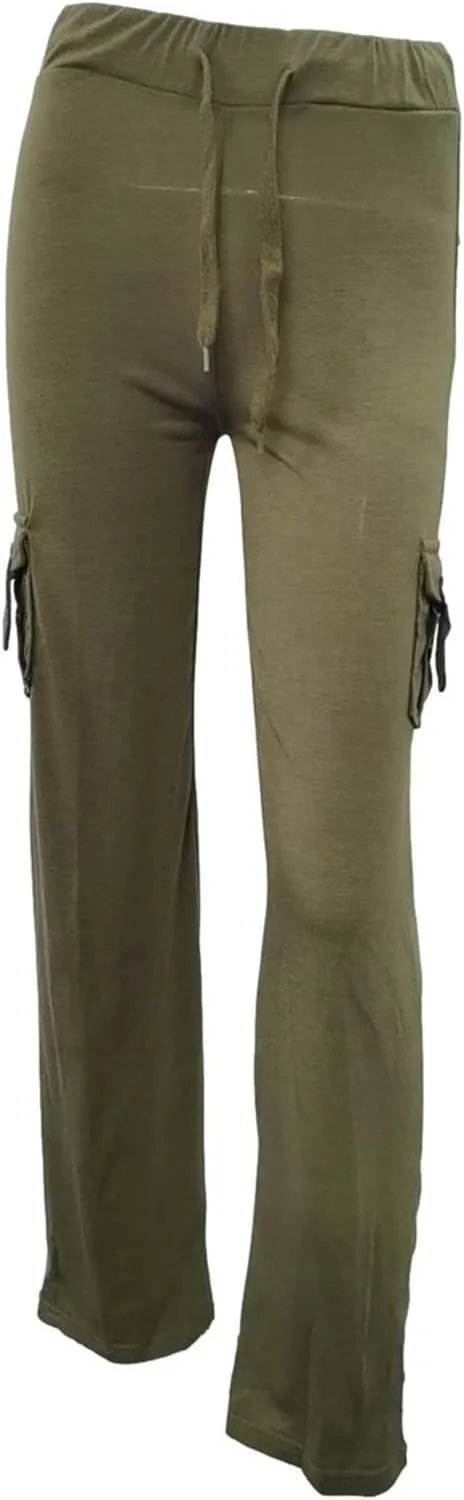 Bootcut Yoga Pants with Pockets for Women High Waist Wide Leg Cargo Swearpants,4 Pockets Stretch Loose Leggings