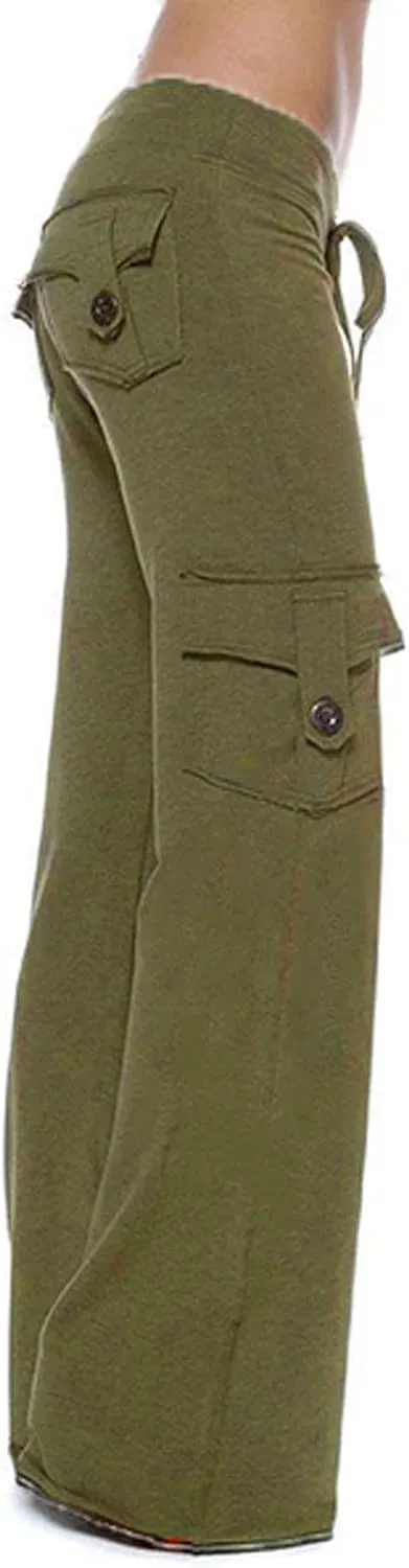 Bootcut Yoga Pants with Pockets for Women High Waist Wide Leg Cargo Swearpants,4 Pockets Stretch Loose Leggings
