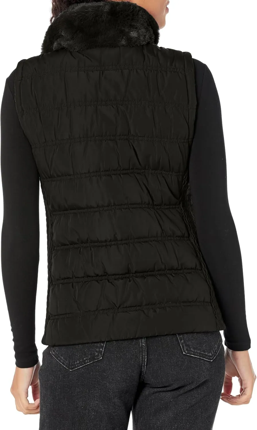 Calvin Klein Women's Quilted with Fur Collar Vest