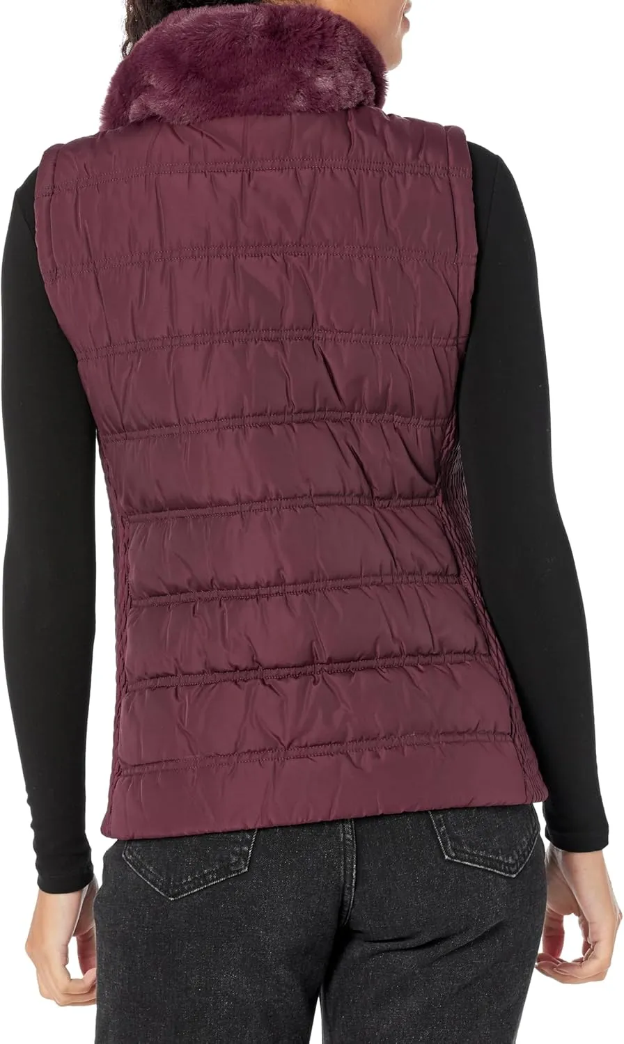 Calvin Klein Women's Quilted with Fur Collar Vest
