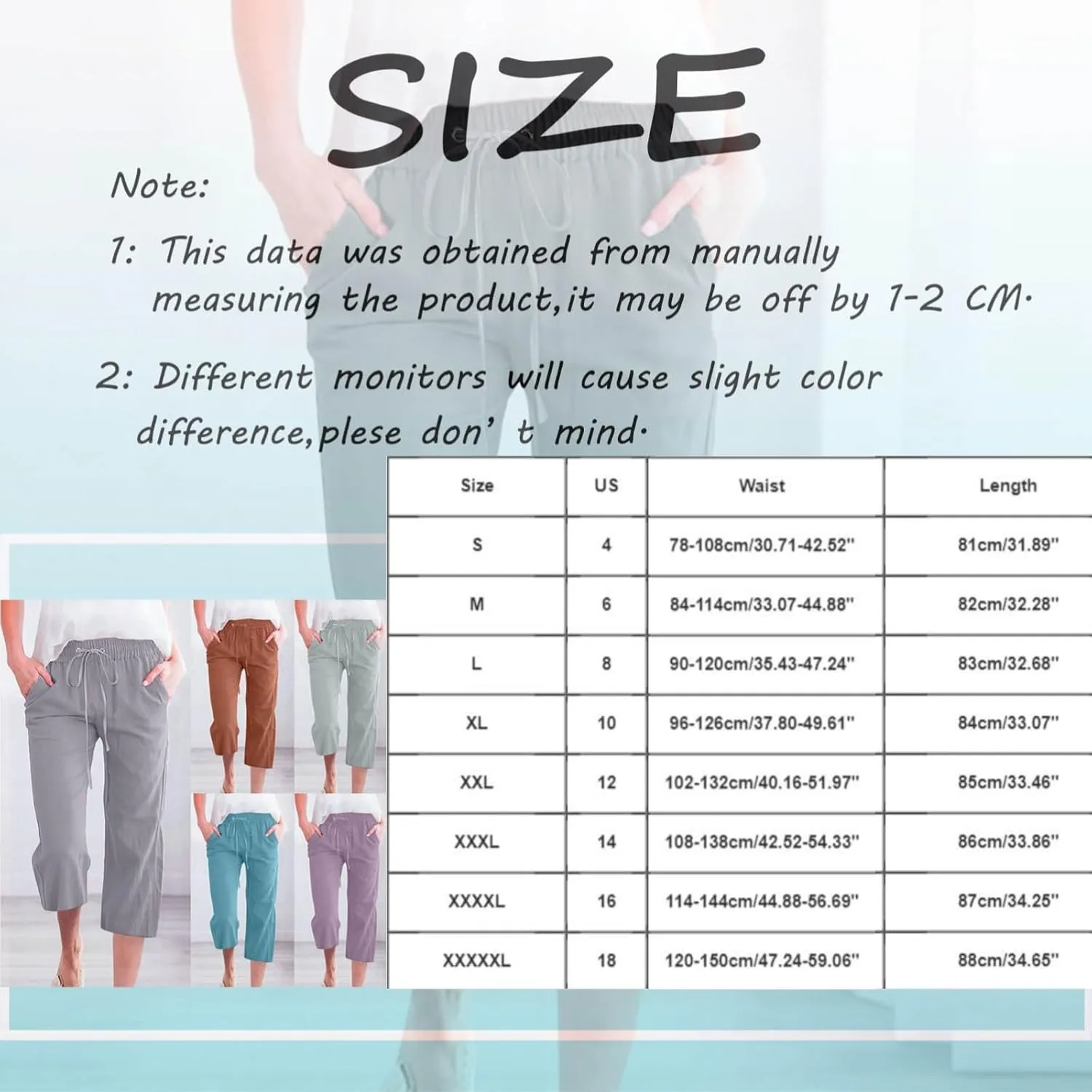 Capri Pants for Women Casual 2025 Summer Drawstring Elastic High Waist Linen Pant Straight Wide Leg Cropped Trouser