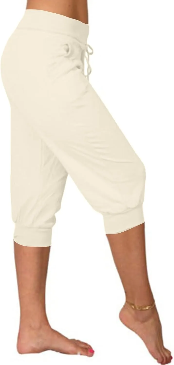 Capri Pants for Women Drawstring High Waisted Lightweight Hiking Joggers Workout Capris Yoga Sweatpants with Pockets