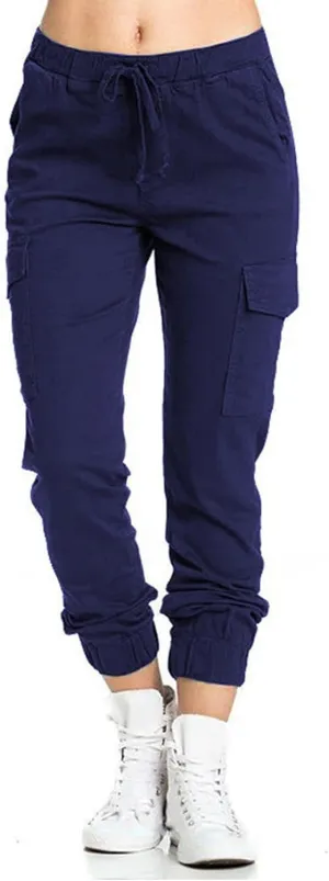Cargo Joggers for Women Light Weight Stretchy Hiking Pants Drawstring Tapered Cinch Bottom Baggy Cargo Pants