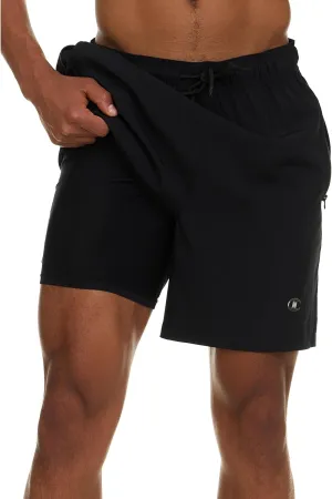 Champion Mens Swim Trunks with Compression Liner, 2 in 1 Mens Bathing Suit Shorts, 7 Inch Inseam Board Shorts for Swimming