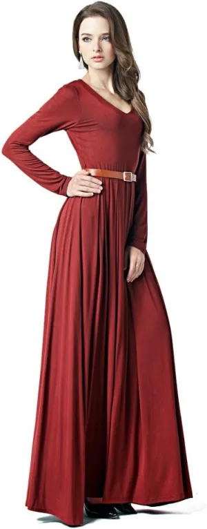 Charm Your Prince Women's Designer Round Neck Long Sleeve Maxi Dress