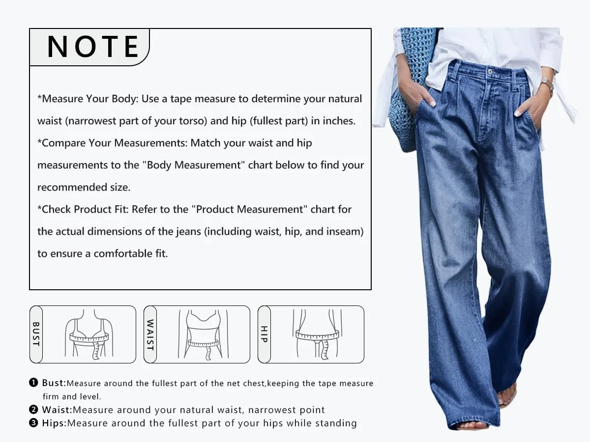 CHARTOU Women Loose Wide Leg Jeans Denim Pants Palazzo Jeans Flare Gaucho Pants Lounge Chambray Pants