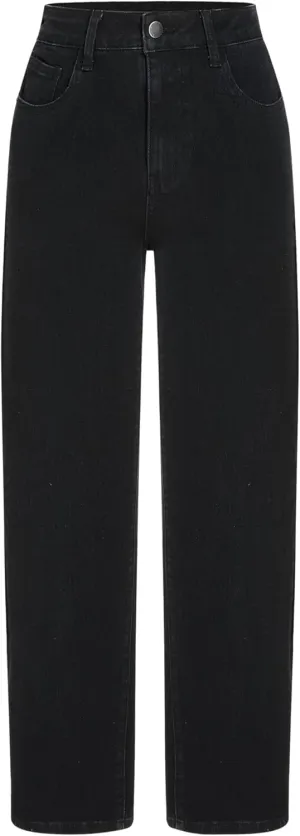 CIDER High Stretch Denim High Waist Pocket Cropped Straight Leg Jeans