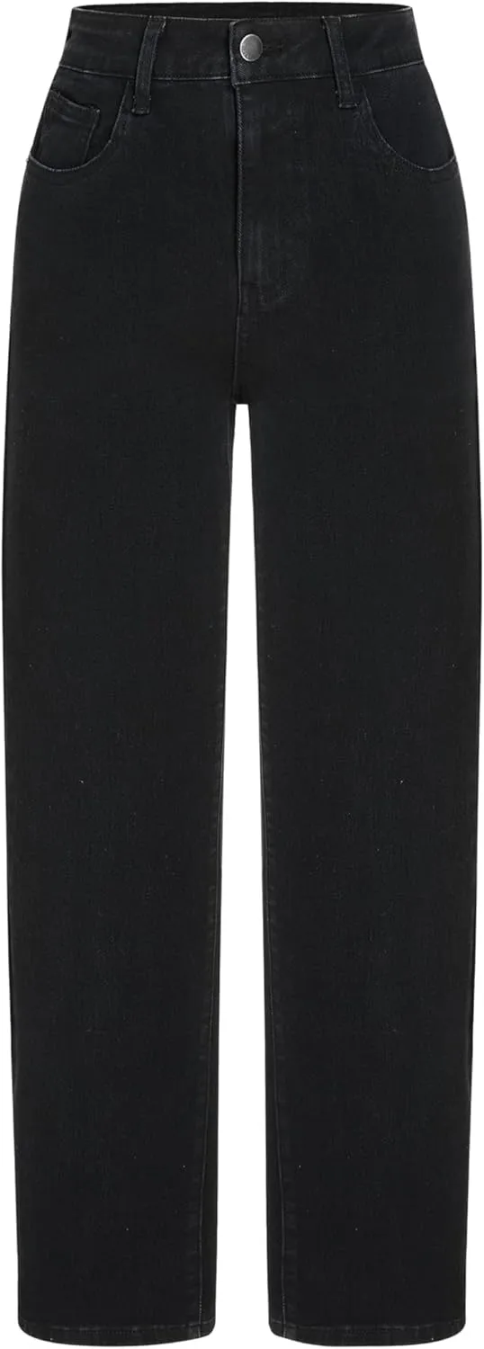 CIDER High Stretch Denim High Waist Pocket Cropped Straight Leg Jeans