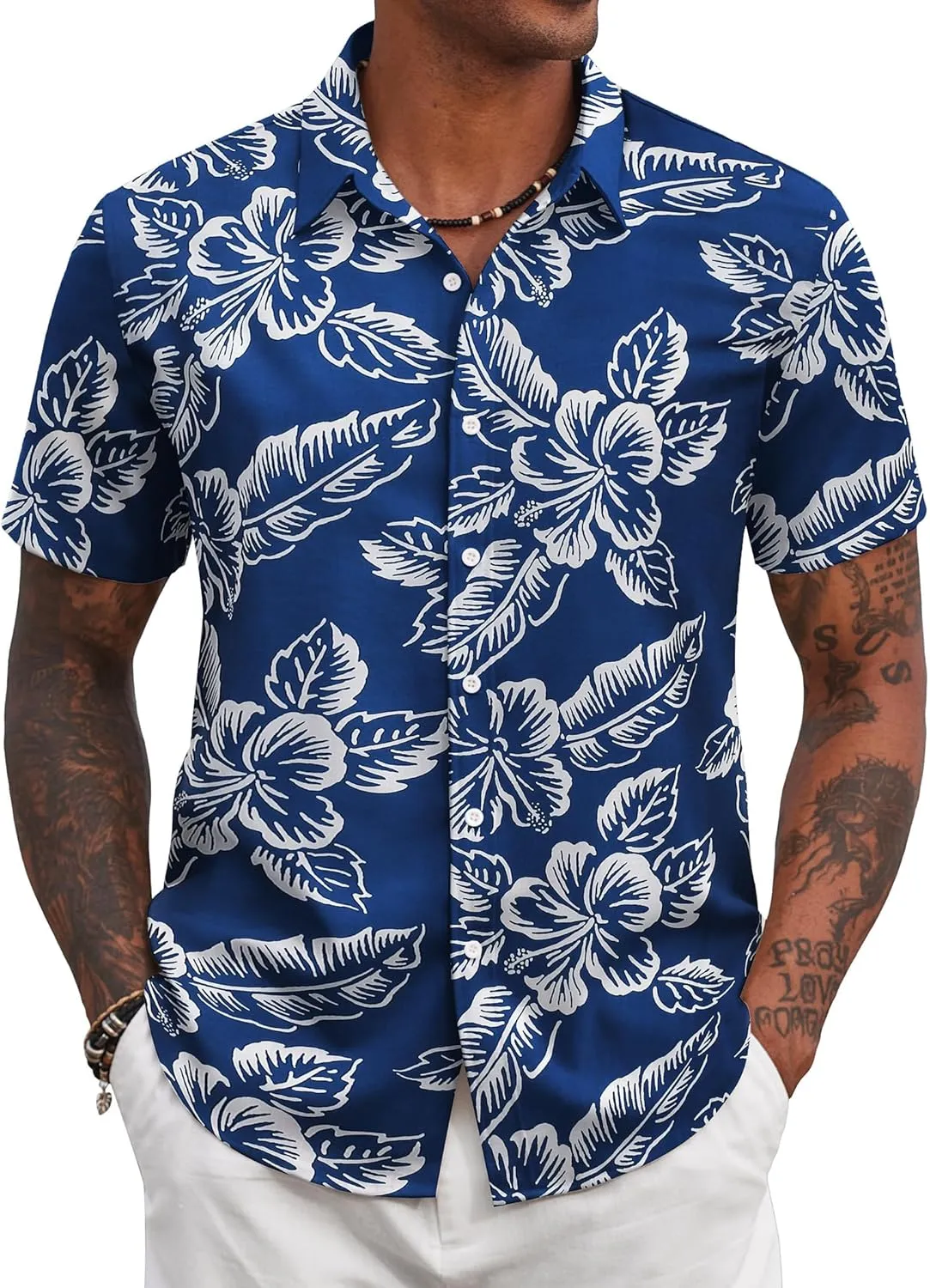 COOFANDY Mens Hawaiian Shirts Short Sleeve Tropical Button Down Shirt Floral Shirt Summer Beach Shirt