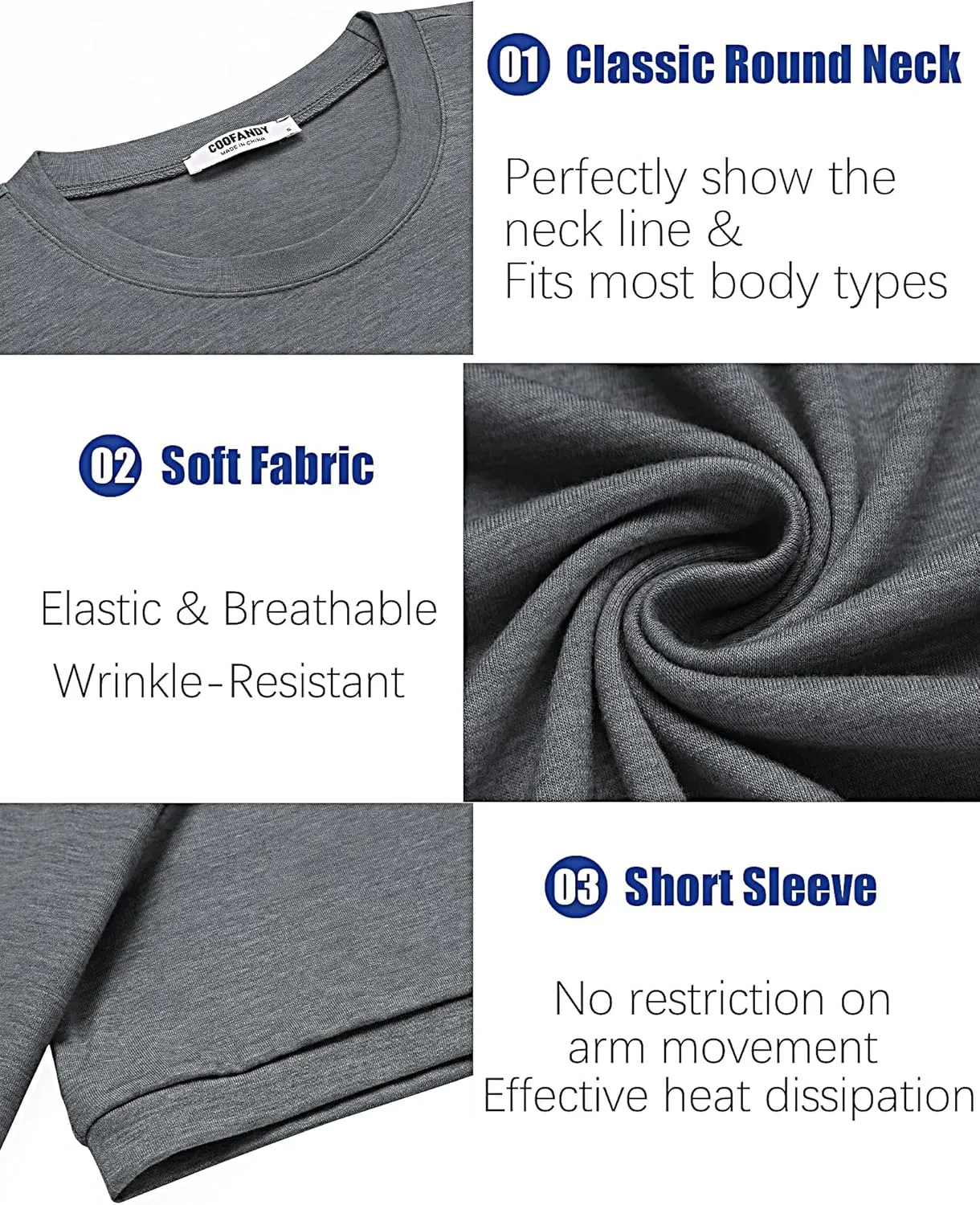 COOFANDY Men's T Shirt Short Sleeve Crew Neck T-Shirt Casual Summer Tshirt Classic Basic Tee Shirt