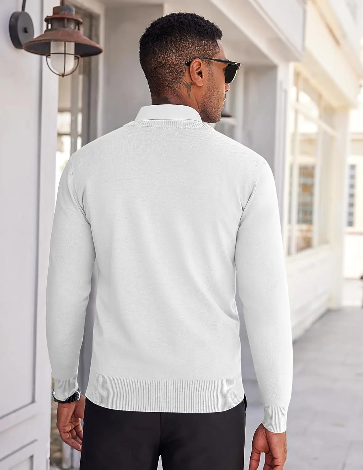 COOFANDY Men's V Neck Pullover Sweater Slim Fit Casual Dress Sweater Lightweight Knitted Sweaters