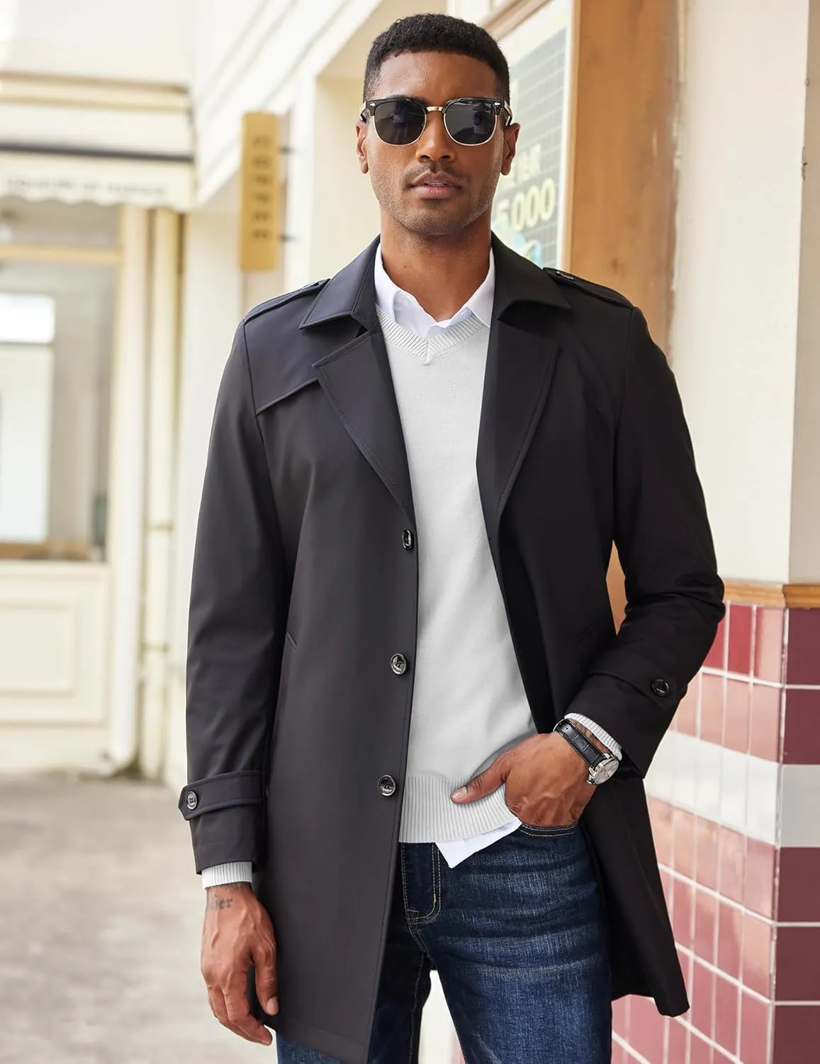 COOFANDY Men's V Neck Pullover Sweater Slim Fit Casual Dress Sweater Lightweight Knitted Sweaters