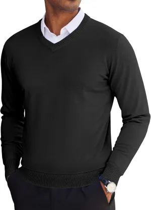 COOFANDY Men's V Neck Pullover Sweater Slim Fit Casual Dress Sweater Lightweight Knitted Sweaters