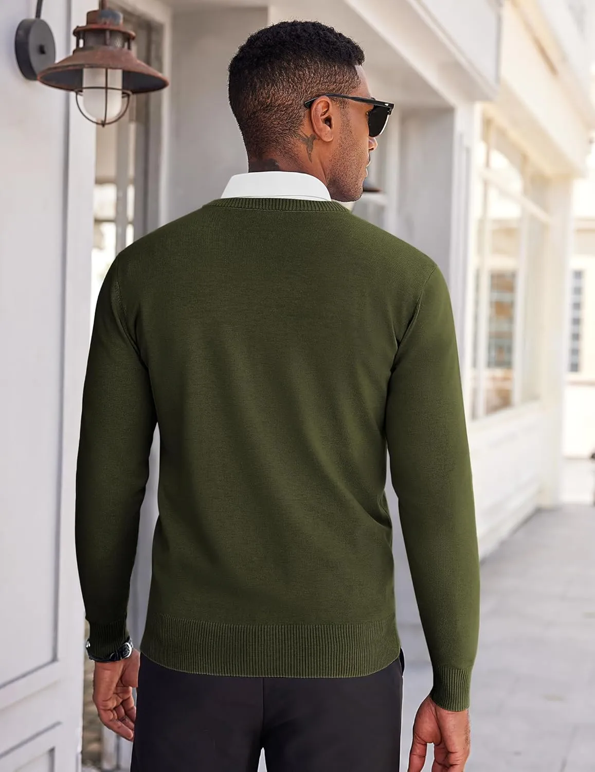 COOFANDY Men's V Neck Pullover Sweater Slim Fit Casual Dress Sweater Lightweight Knitted Sweaters