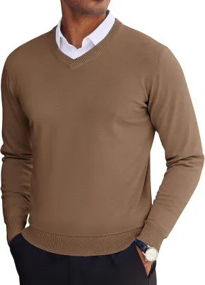 COOFANDY Men's V Neck Pullover Sweater Slim Fit Casual Dress Sweater Lightweight Knitted Sweaters