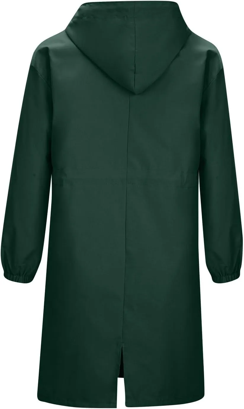 COTECRAM Women's Trench Jackets Plus Size Casual Long Rain Jacket Fashion Winter Hooded Oversized Windbreaker Coats Outerwear