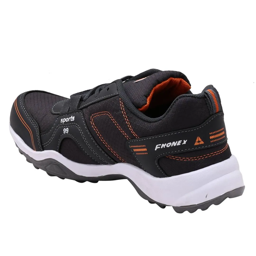 Dark Gray Orange Lace Up Running Shoes