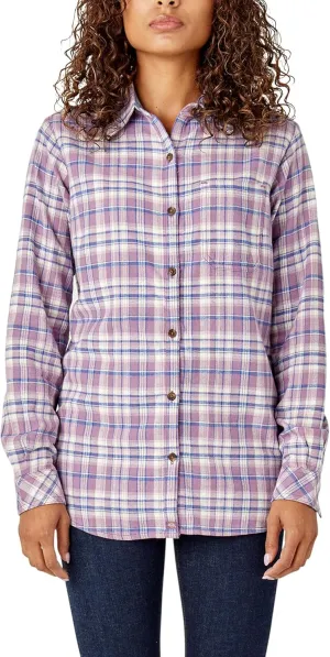 Dickies womens Plaid Flannel Long Sleeve Shirt