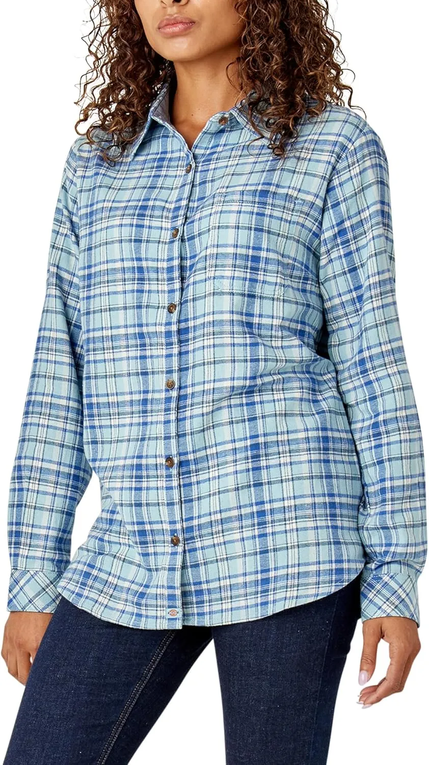 Dickies womens Plaid Flannel Long Sleeve Shirt